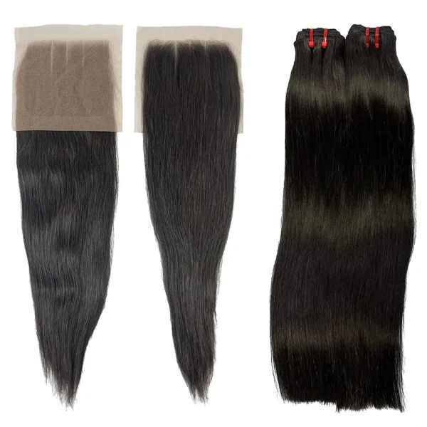 indian hair bundles with 5×5 lace closure straight