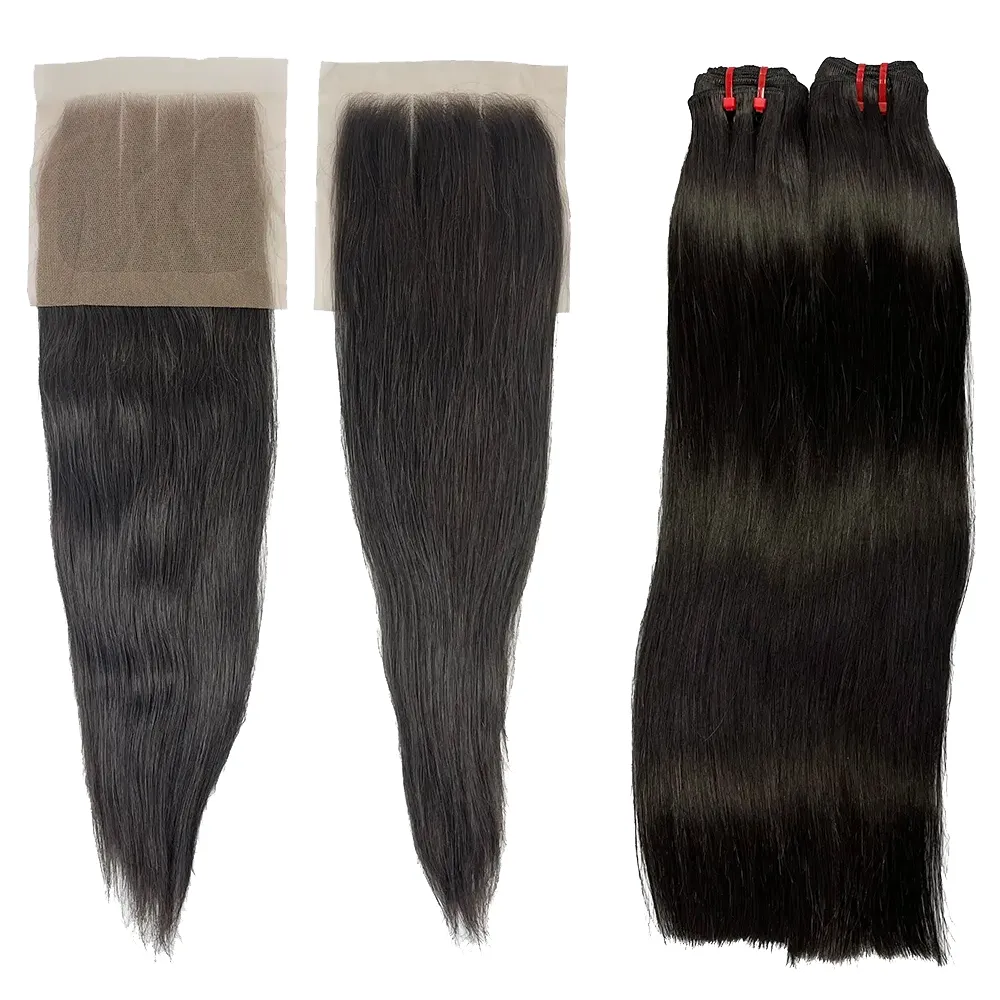 indian hair bundles with 5×5 lace closure straight